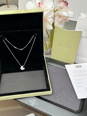Van Cleef & Arpels Diamond-encrusted Butterfly Necklace in 925 Silver